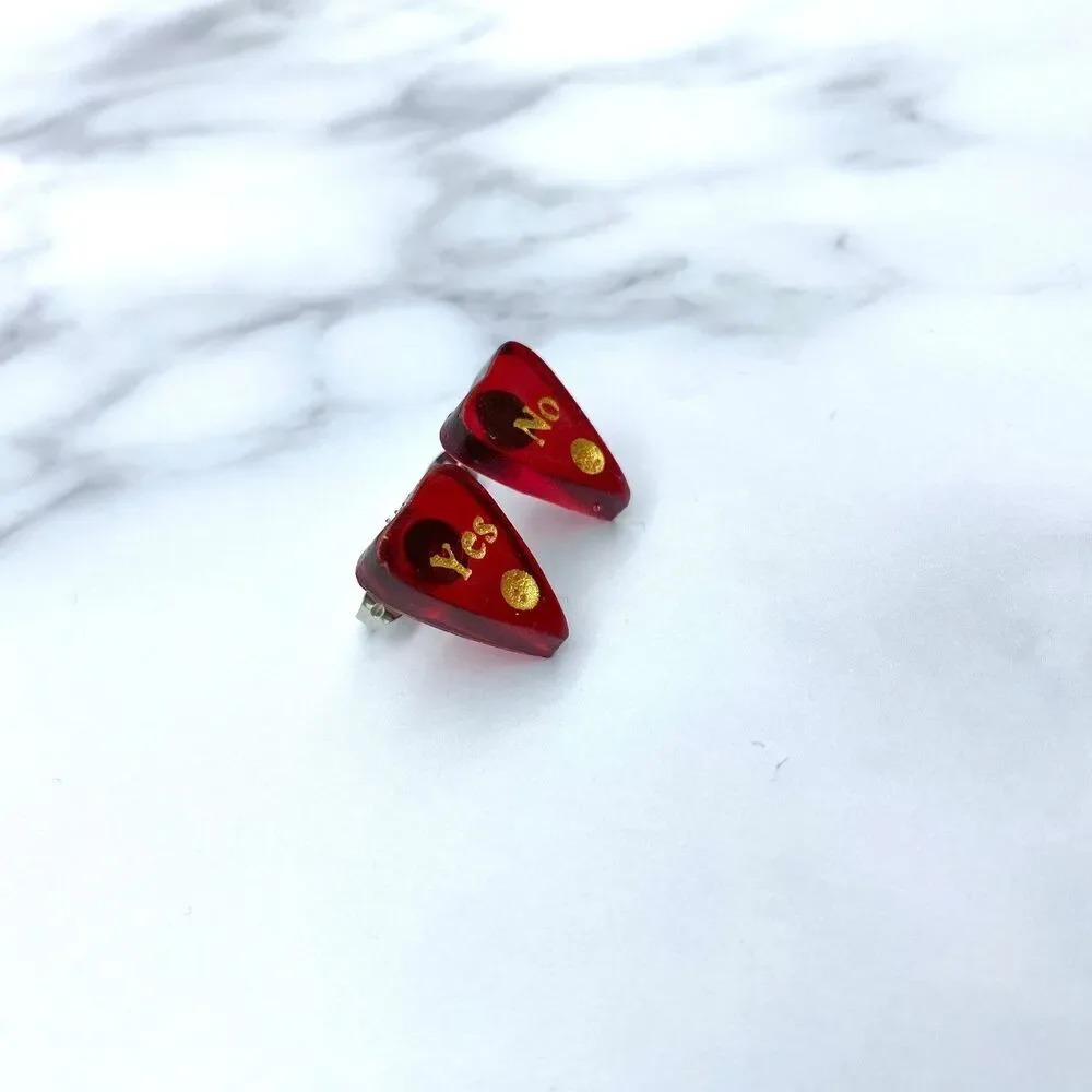 Blood Red Ouija Planchette Earrings